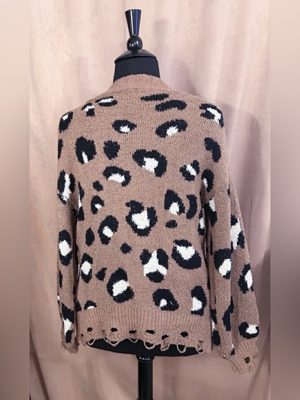 NEW IN LEOPARD PRINT DISTRESSED CARDIGAN (MOCHA) - Picture 12 of 12
